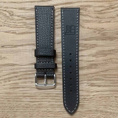 Bracelet structured calf leather 18mm BLACK Atelier LBAM