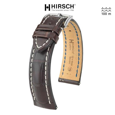 Watchstrap Hirsch Capitano Alligator dark brown 22mm