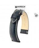 Bracelet Hirsch Modena Noir 20mm couture blanche