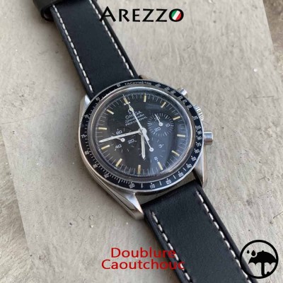 Explorer 20mm watch bracelet Arezzo 20mm black calf Leather