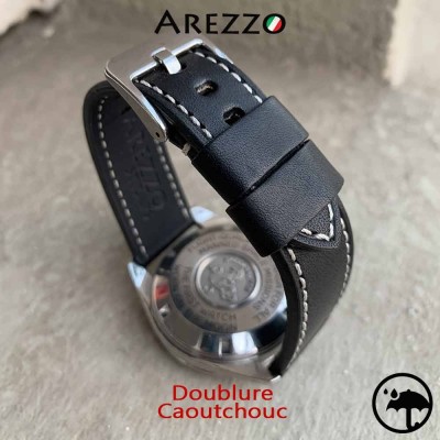 Explorer 20mm watch bracelet Arezzo 20mm black calf Leather