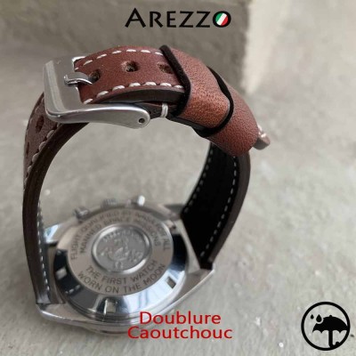 Explorer 20mm watch bracelet Arezzo 20mm brown calf Leather