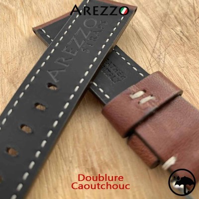 Explorer 20mm watch bracelet Arezzo 20mm brown calf Leather