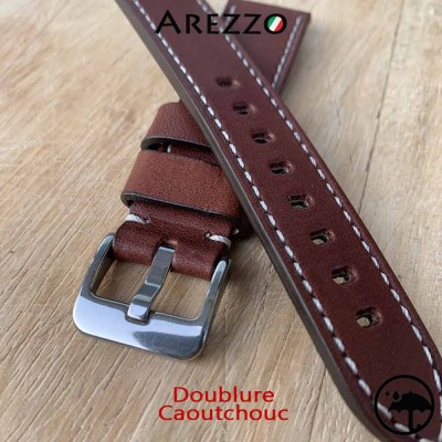 Explorer 20mm watch bracelet Arezzo 20mm brown calf Leather