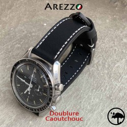 bracelet montre etanche veau noir doublure caoutchouc arezzo 22mm