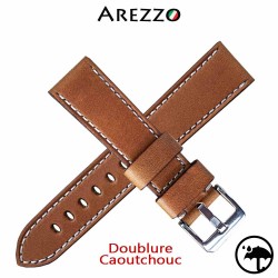 bracelet montre etanche veau beige doublure caoutchouc arezzo 22mm