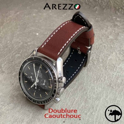 Explorer 22mm watch bracelet Arezzo dark brown calf Leather
