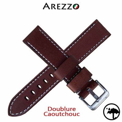 Explorer waterproof 24mm Bracelet montre cuir de veau marron