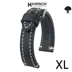 Bracelet XL Hirsch Liberty Noir 20mm couture blanche