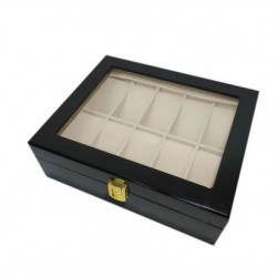 coffret boite 12 montres bois noir