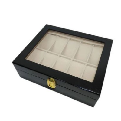 Black watch box for 12 watches slim size