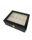 coffret boite 12 montres bois noir