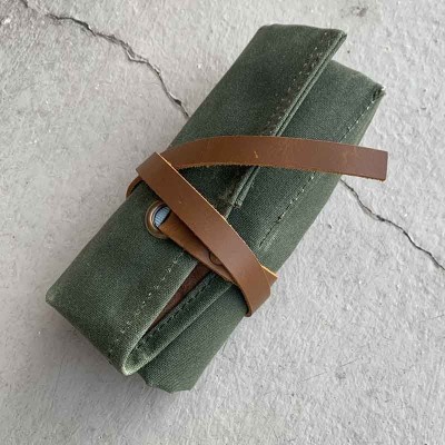 ROLL pouch barbour oiled 5 watches KAKI GREEN for travel