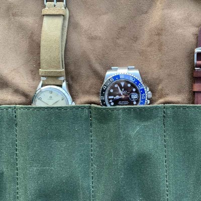 ROLL pouch barbour oiled 5 watches KAKI GREEN for travel