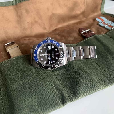 ROLL pouch barbour oiled 5 watches KAKI GREEN for travel