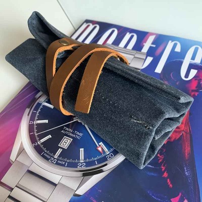 ROLL pouch barbour oiled 5 watches BLUE for travel