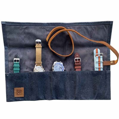 ROLL pouch barbour oiled 5 watches BLUE for travel