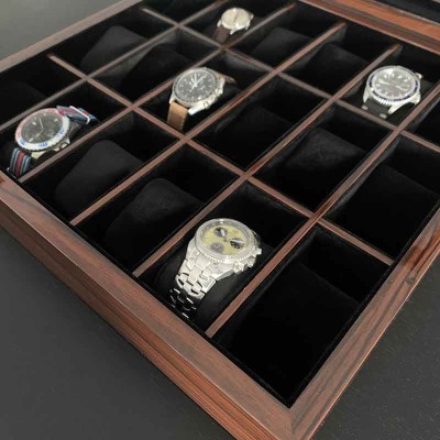 Watchbox MAKASSAR Style for 18 watches glossy wood