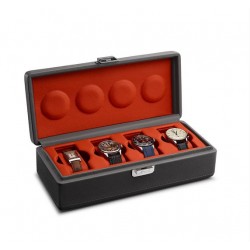 coffret 4 montres cuir valigetta scatola del tempo gris orange