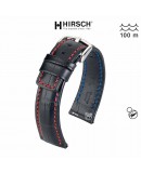 Bracelet de montre cuir  Hirsch Grand Duke Noir 22mm couture rouge