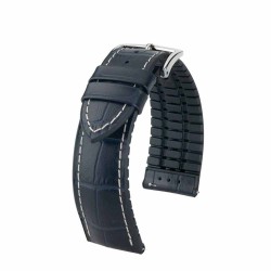 Bracelet de montre 20mm George Cuir noir et Caoutchouc noir