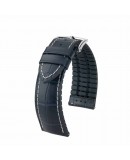 Bracelet de montre 20mm George Cuir noir et Caoutchouc noir