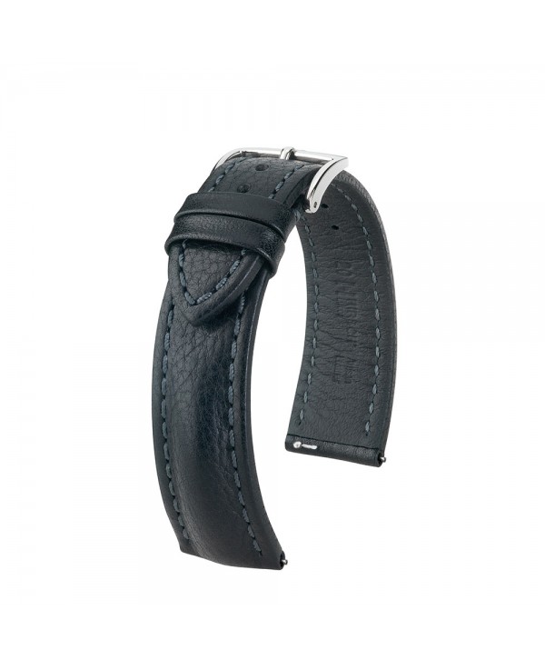 Bracelet de montre cuir noir  Hirsch LUCCA noir 22mm