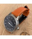 structured calf leather watch bracelet orange 20mm