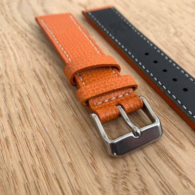 structured calf leather watch bracelet orange 20mm