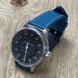 structured calf leather watch bracelet blue 20mm