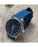 structured calf leather watch bracelet blue 20mm