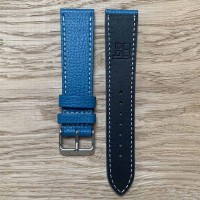 Watch bracelet structured calf leather 22mm BLUE