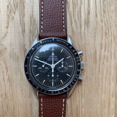 BROWN watch bracelet structured calf leather 22mm Atelier LBAM
