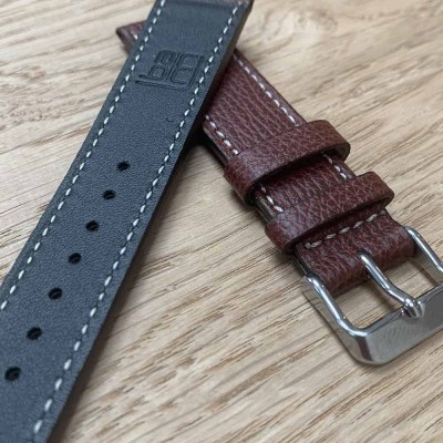 BROWN watch bracelet structured calf leather 22mm Atelier LBAM