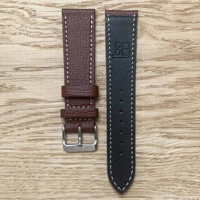 BROWN watch bracelet structured calf leather 22mm Atelier LBAM