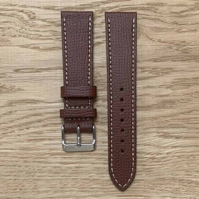 BROWN watch bracelet structured calf leather 22mm Atelier LBAM