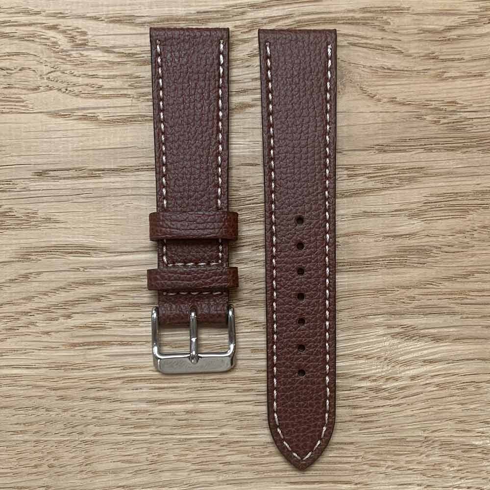 BROWN watch bracelet structured calf leather 22mm Atelier LBAM