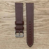 BROWN watch bracelet structured calf leather 22mm Atelier LBAM