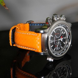 Bracelet Hirsch Carbone Orange 20mmbracelet hirsc carbone waterproof bracelet hirsch carbon etanche cuir caoutchouc plongee