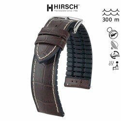 hirsch Bracelet de montre 20mm George Cuir marron et Caoutchouc noir