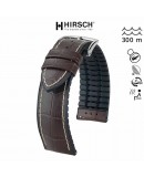 hirsch Bracelet de montre 20mm George Cuir marron et Caoutchouc noir