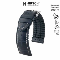 hirsch Bracelet de montre 20mm George Cuir noir et Caoutchouc noir