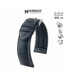 hirsch Bracelet de montre 20mm George Cuir noir et Caoutchouc noir