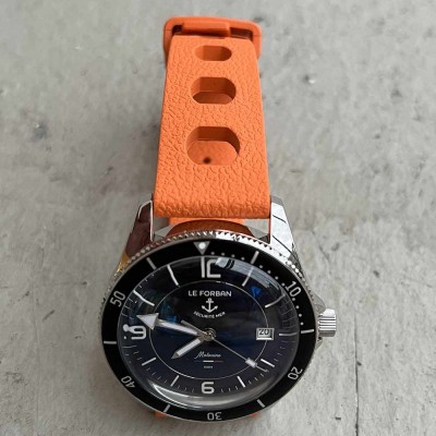 Bracelet TROPIC Sport 20mm orange caoutchouc vulcanisé vintage grands trous 20-16