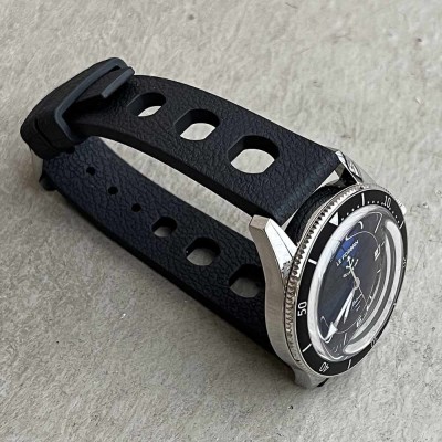 TROPIC Vintage rubber watch bracelet 20mm black big holes
