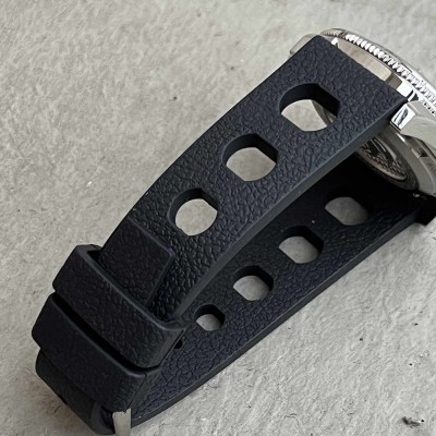 TROPIC Vintage rubber watch bracelet 20mm black big holes