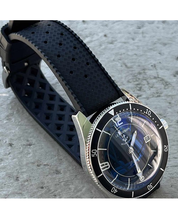 Bracelet De Montre Tropic Vintage En Caoutchouc Noir - Largeur 16 Mm - Bon état Occasion