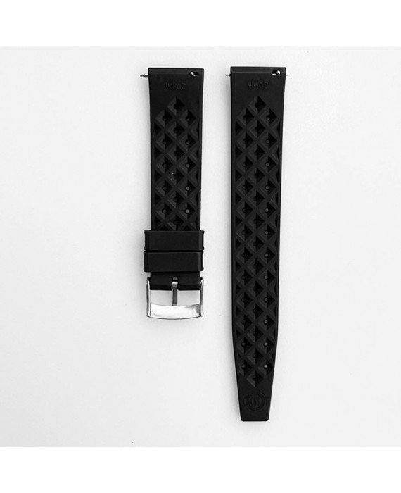 Bracelet De Montre En Silicone Uni - Noir - Largeurs 16 à 24mm - Compatible Avec De Nombreuses Montres