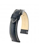 Bracelet montre Hirsch Modena Noir 22mm couture blanche