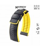 Bracelet Hirsch AYRTON Caoutchouc Jaune 22mm Cuir Carbone